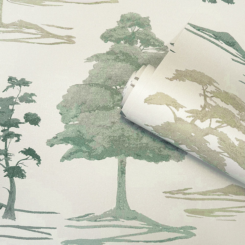 Belgravia Decor Carlotta Tree Sage and Cream Wallpaper Image 2