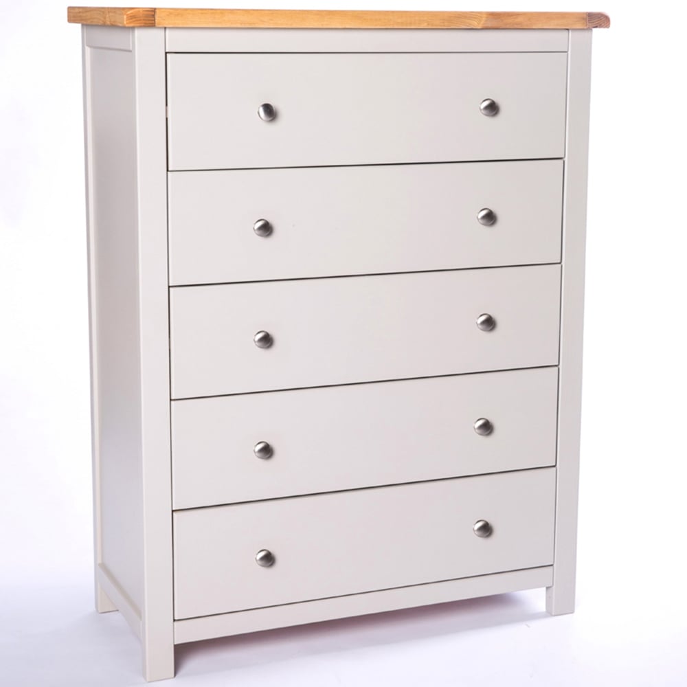 Cabinet Bits Argenta 5 Drawer Grey Chrome Knob Chest of Drawers Image 3