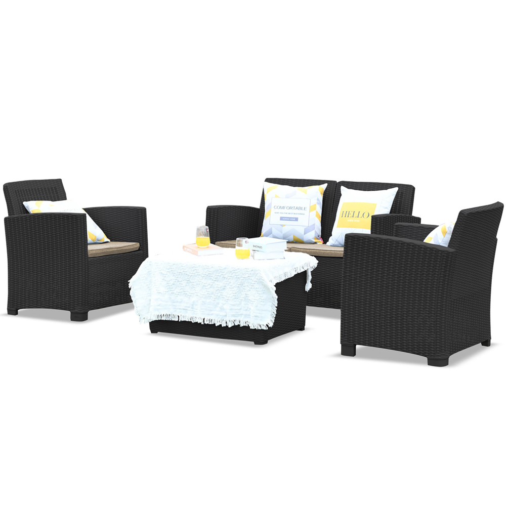 Centurion Supports Santana Rattan 4 Seater Lounge Set Dark Brown Image 2