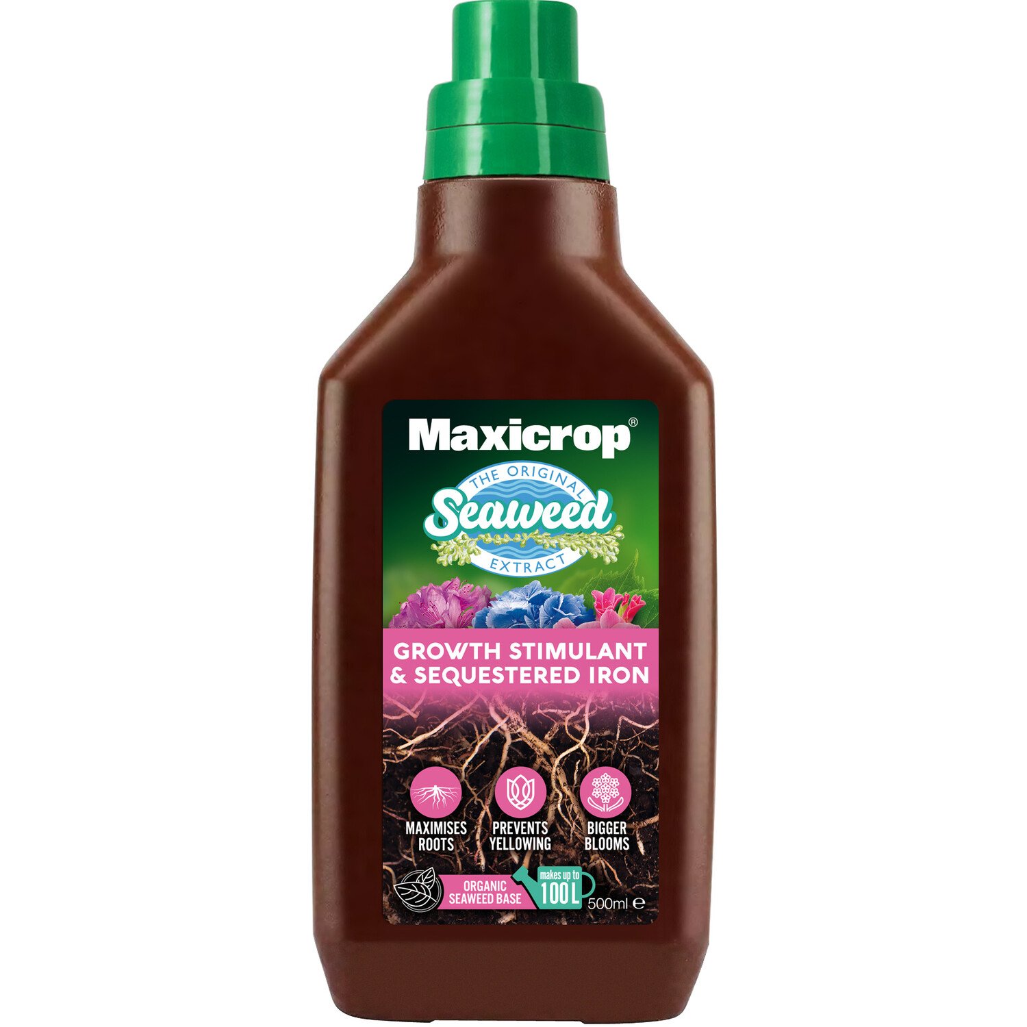 Maxicrop Growth Stimulant and Sequestered Iron 500ml - Brown Image 1
