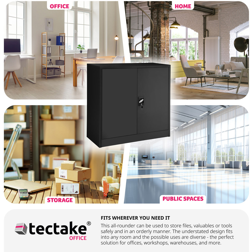 tectake 2 Door 3 Shelf Black Filing Cabinet Image 8