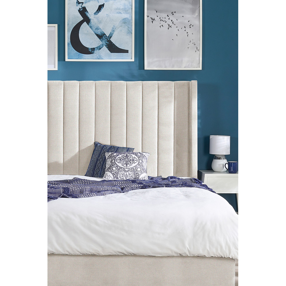 Aspire Helix Double Natural Velvet Ottoman Bed Image 2