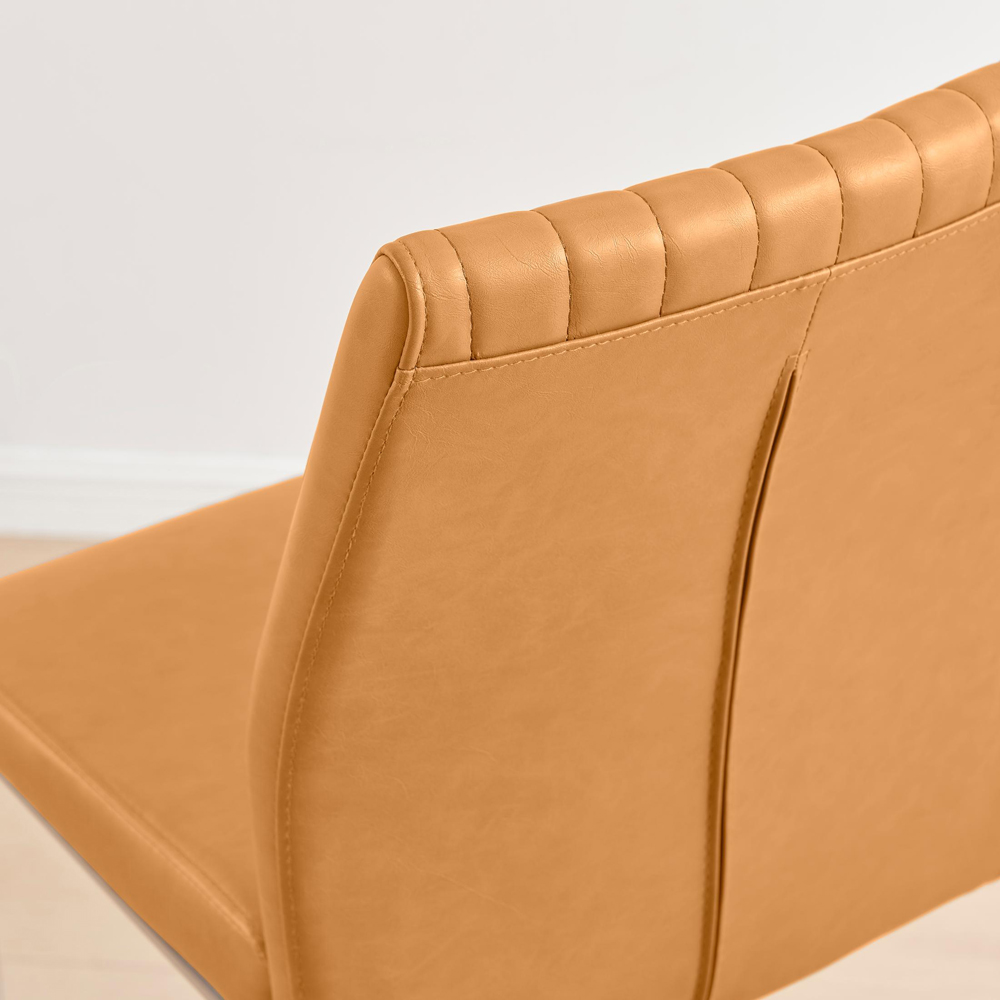Furniturebox Fontana Mustard Yellow and Silver Faux Leather Bar Chair Set of 2 Image 3