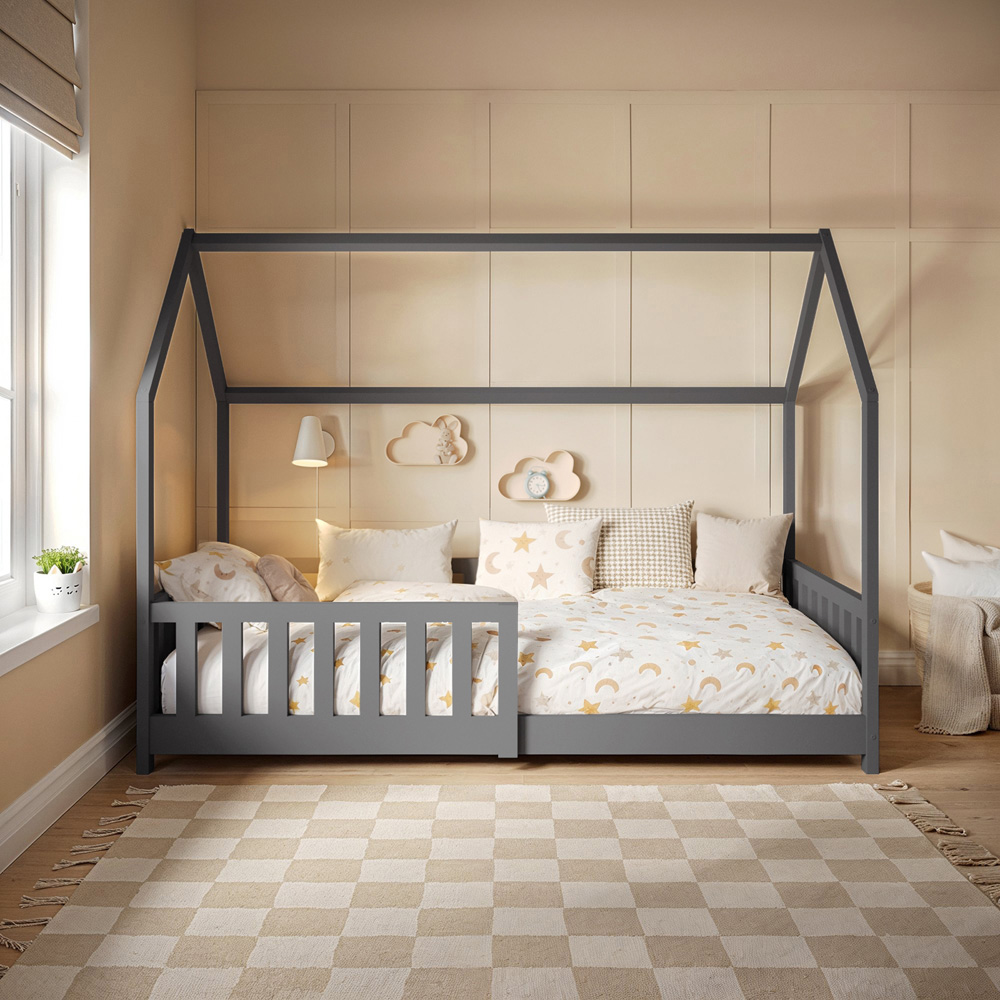 Flair Explorer Single Grey Playhouse Bed Frame with Rails Image 4