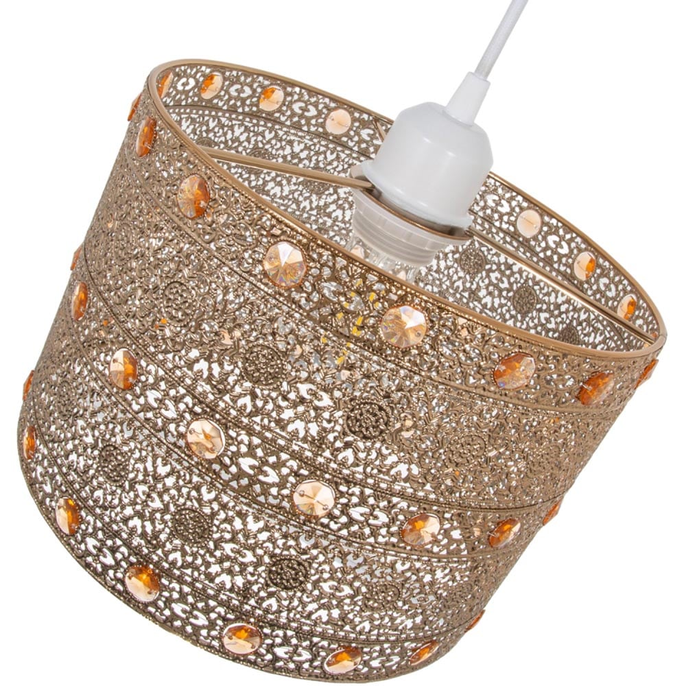 Happy Homewares Moroccan Style Chandelier Polished Gold Acrylic Gem Pendant Shade Image 4