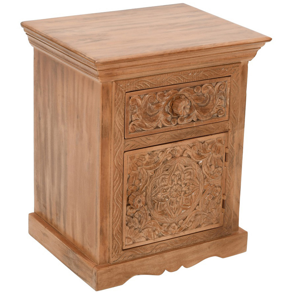 Brooklyn Adair Single Door Single Drawer Mango Wood Bedside Table Image 2