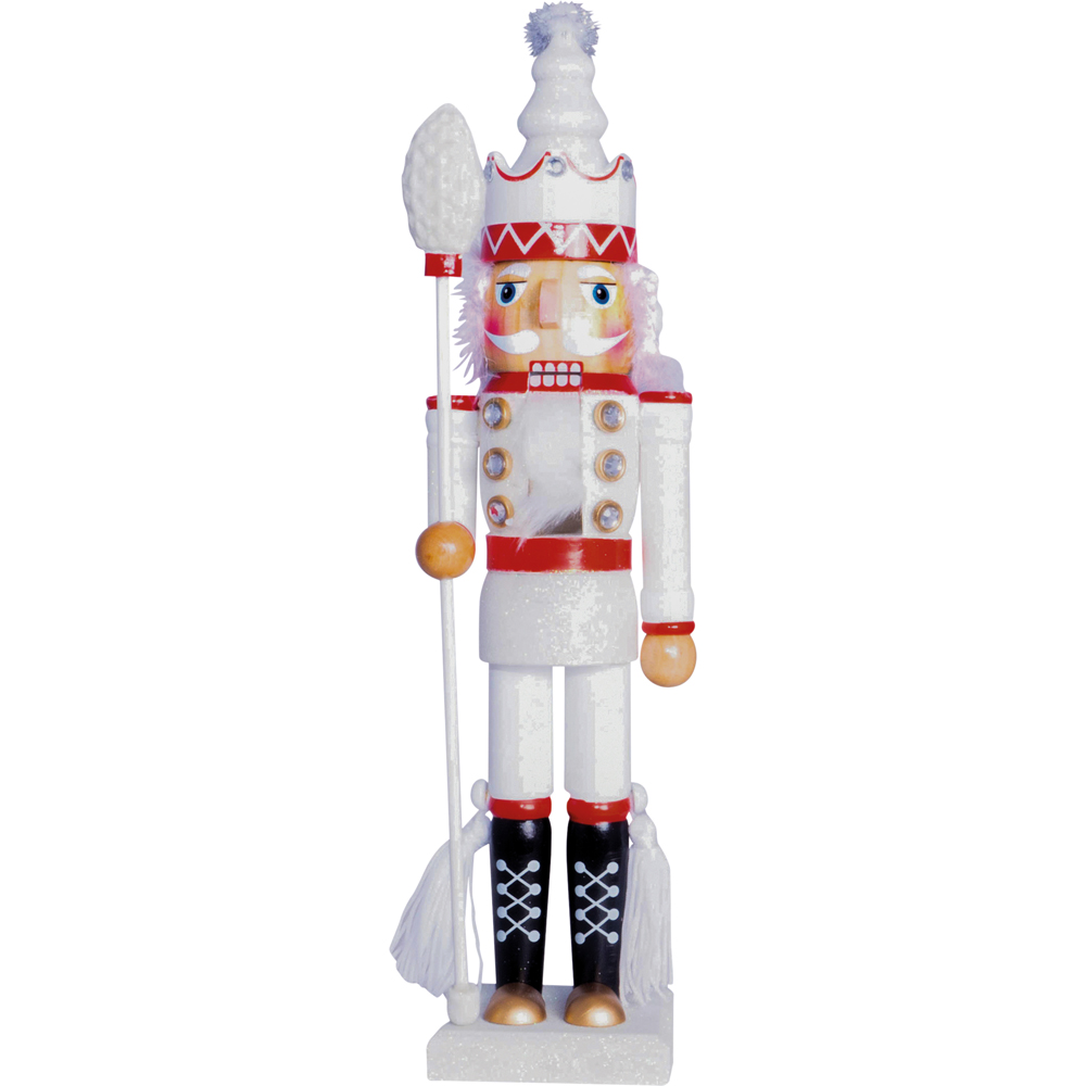 St Helens White Glitter Nutcracker 40cm Image 3