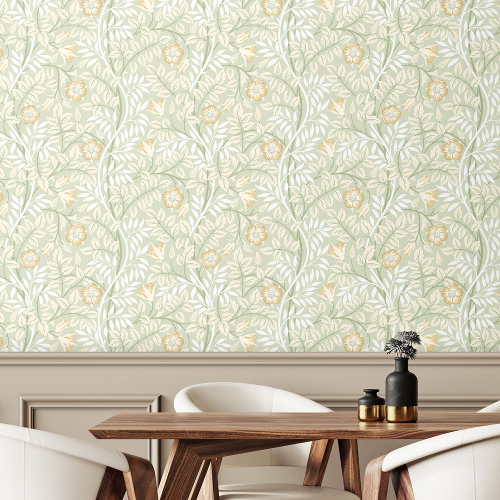 Hoopla Walls Rosehip Trail Sage Green Non Woven Wallpaper Image 2