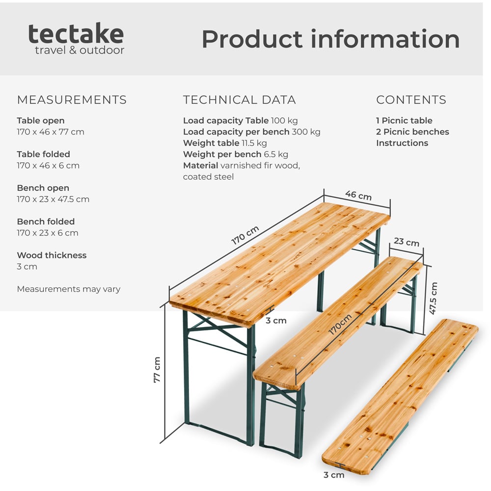 tectake Sissi 8 Seater Foldable Picnic Table and Benches Image 8