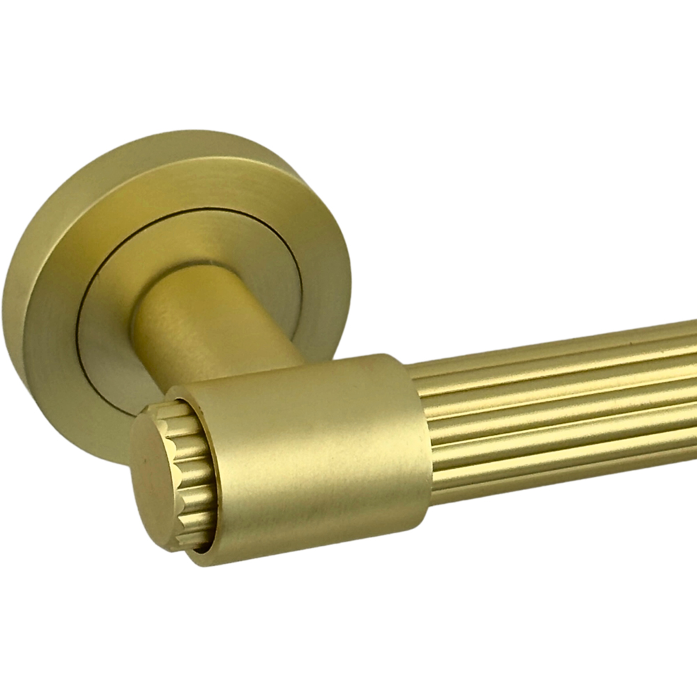 AXS Hardware Nevada Satin Brass Latch Door Handles on Rose 2 Pack Image 5