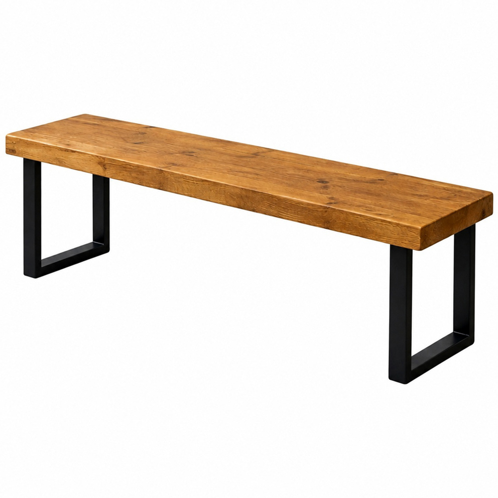 Homebase Mid Oak Redwood Chunky and Sturdy Bench 90cm Image 2