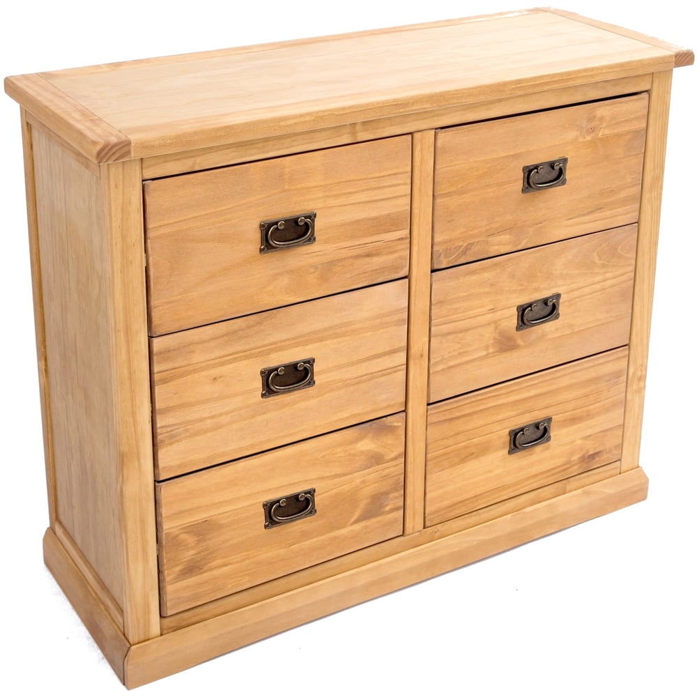 Cabinet Bits Lucca 6 Drawer Brown Brass Drop Handle Chest of Drawers Image 4