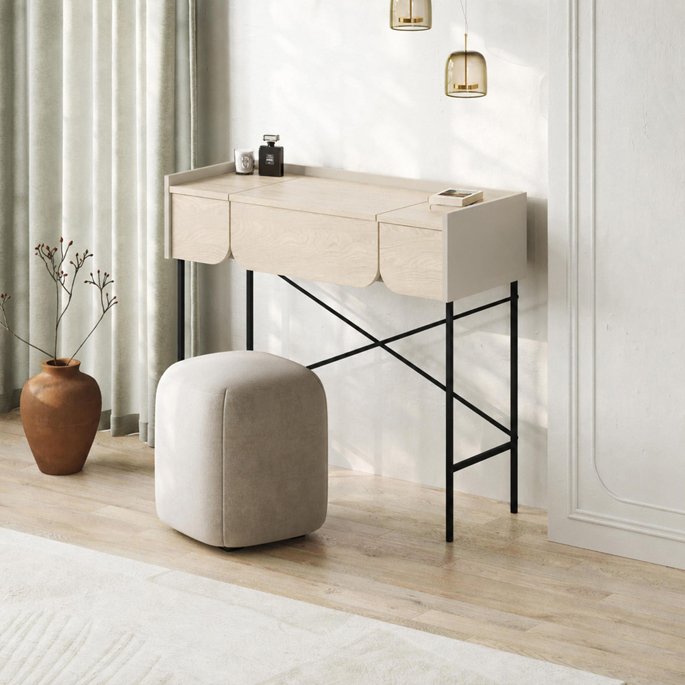 Decortie Terra 2 Drawer Sonoma Oak Dressing Table with Mirror Image 6