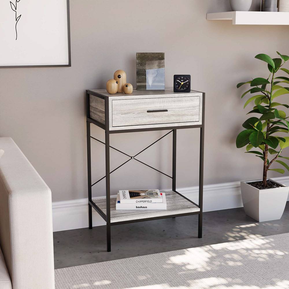 Vida Designs Brooklyn Single Drawer Grey Console Table Image 5