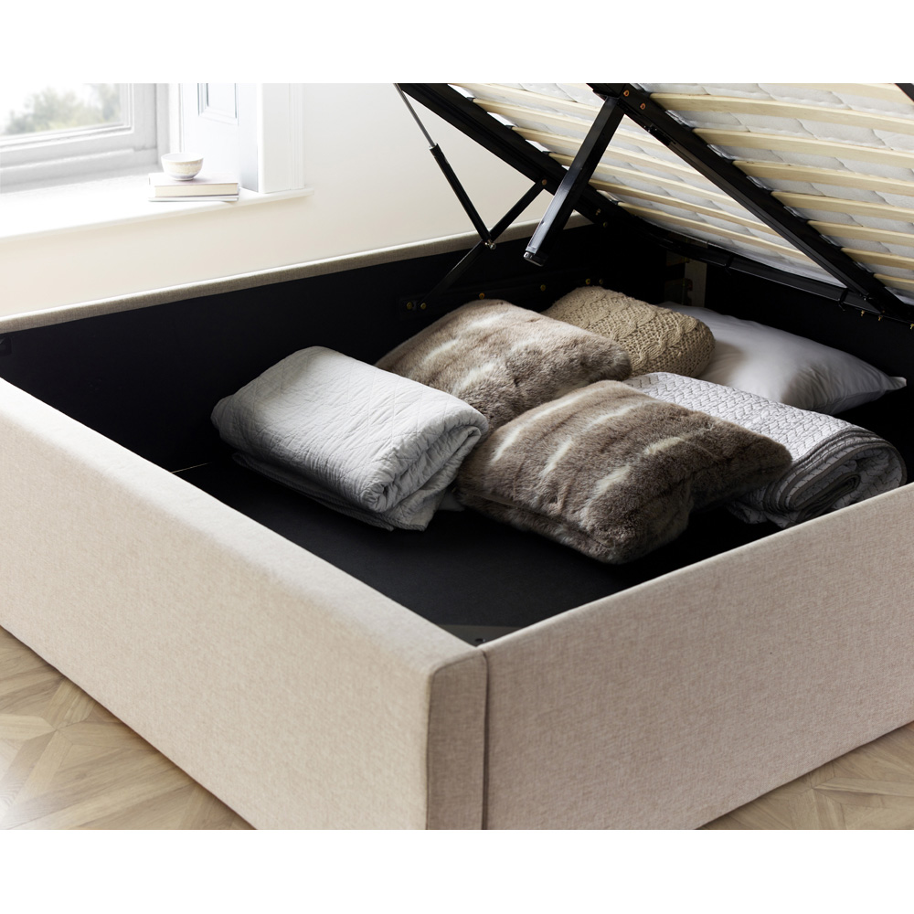 Wilson Double Oatmeal Fabric Ottoman Bed Image 4