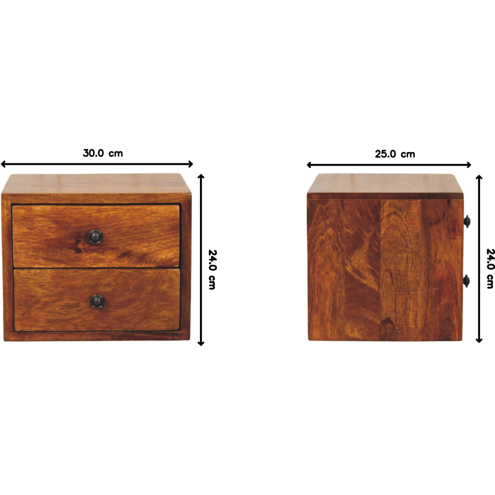 Artisan Furniture Solis Chestnut 2 Drawer Mango Wood Wall-Mounted Nightstand Image 8