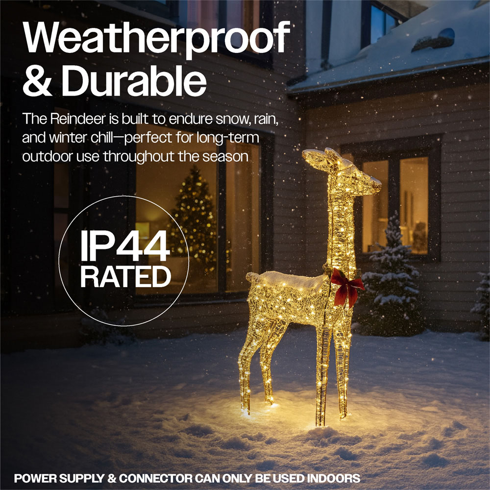 Xmas Haus Gold 350 Warm White LED Head Up Deer Christmas Decoration 3ft Image 3