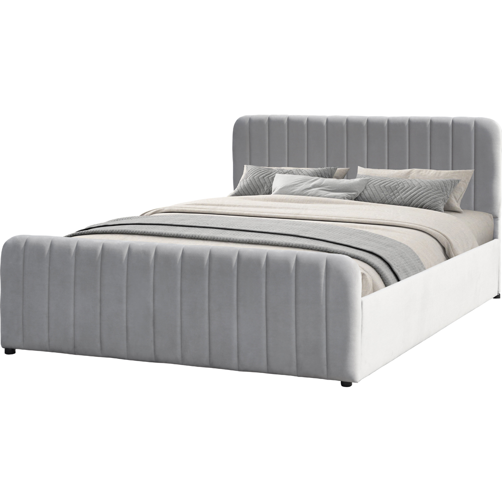 Comfy Living King Size Light Grey Brushed Velvet Gas Lift Ottoman Bedframe Image 2