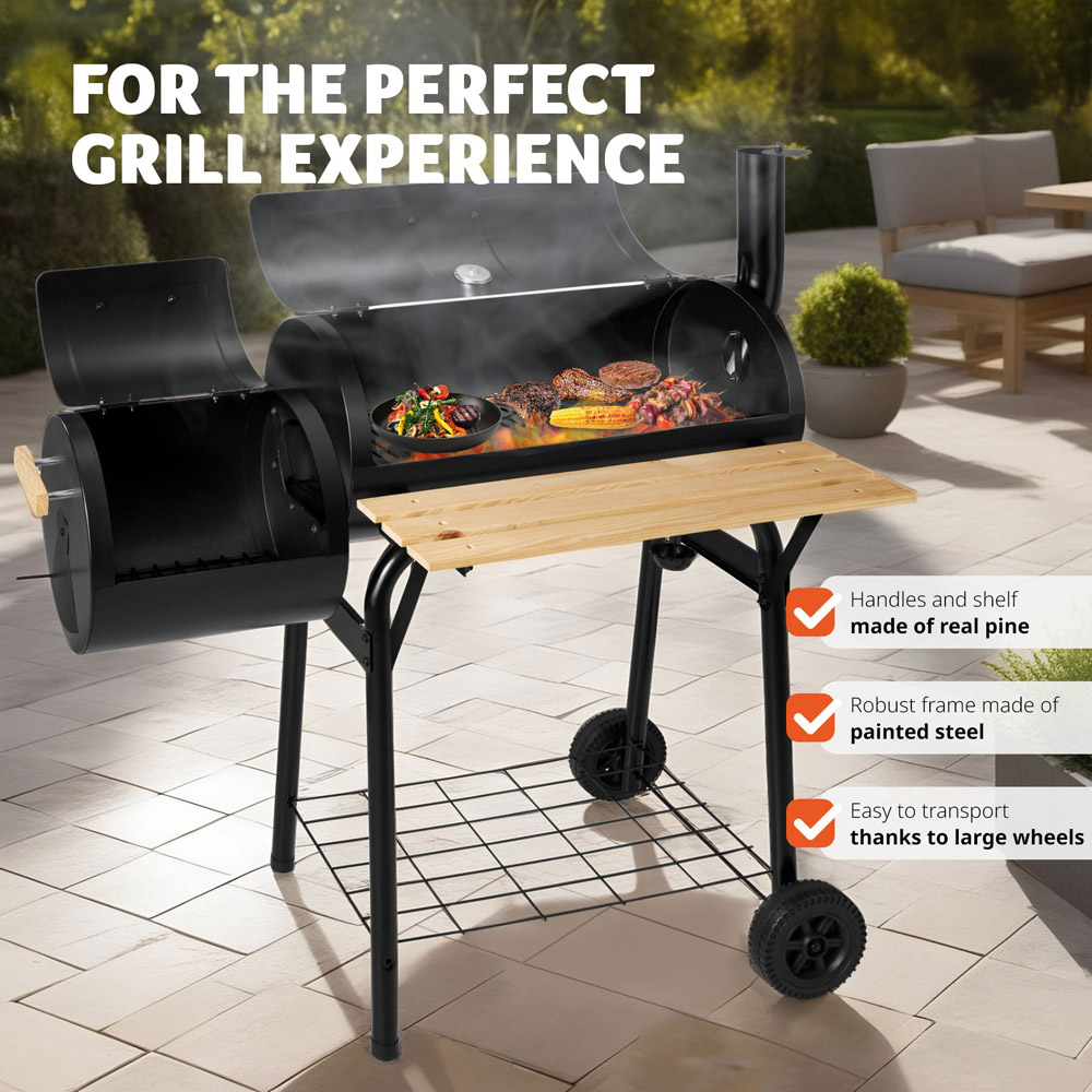 tectake Black Multi Function BBQ with Temperature Display Image 3