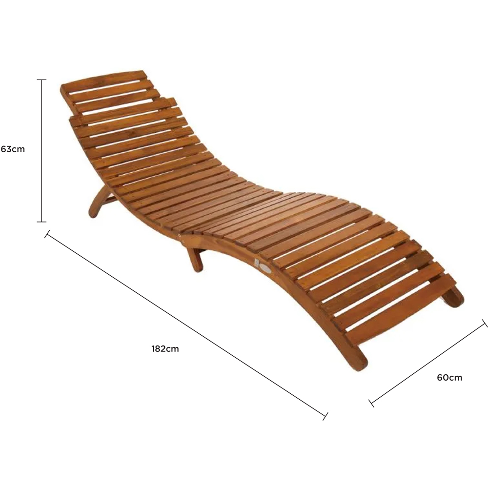 Charles Bentley Wooden Curved Foldable Sun Lounger Image 9