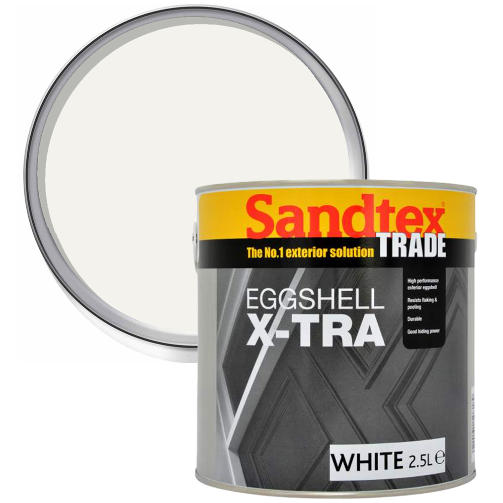Sandtex White Eggshell X-Tra Paint 2.5L Image 1