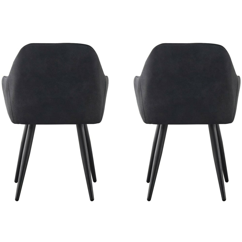 Adrian Set of 2 Black Suede Faux Leather Dining Chairs Image 5