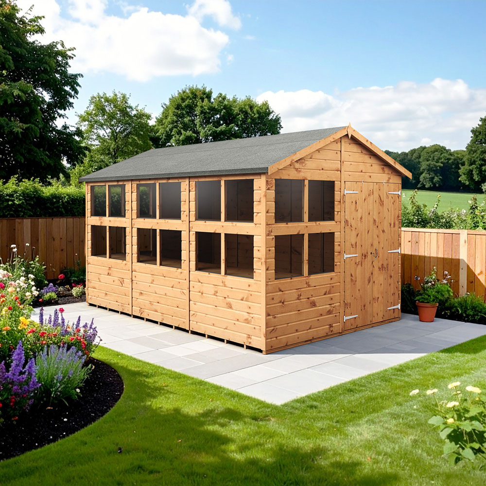 Empire Sheds 8 x 12ft 2 Door Dipped Treated Tongue and Groove Apex Potting Shed Image 2