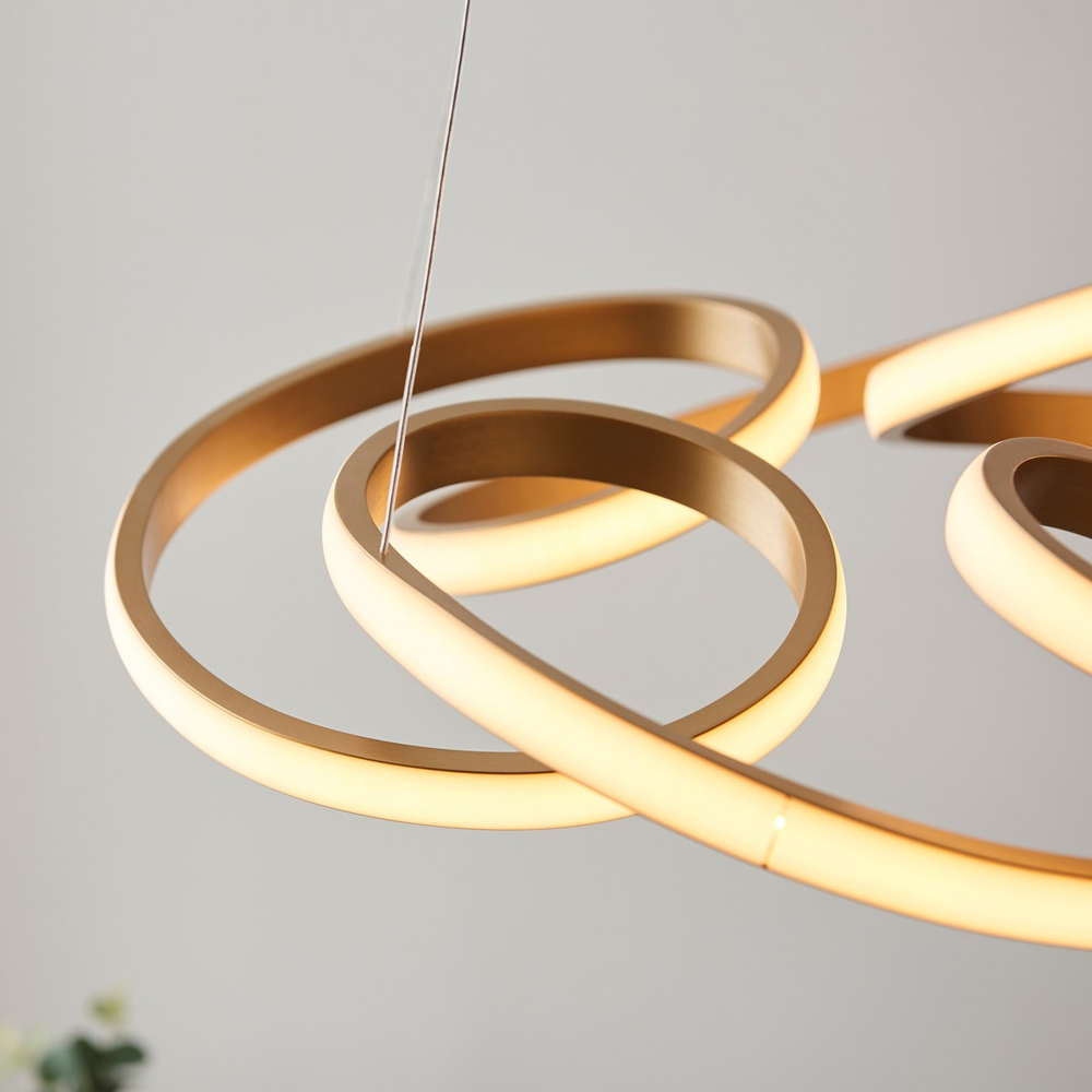 Merano Forli Satin Gold Paint and White Pendant Ceiling Lamp Image 5