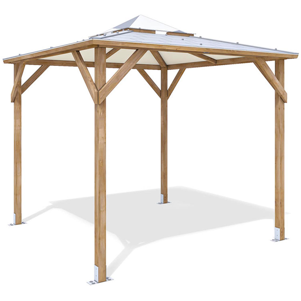 Dunster House Erin 2.5 x 2.5m Brown Wooden Superfelt Gazebo with Perspex Dome Roof Image 2