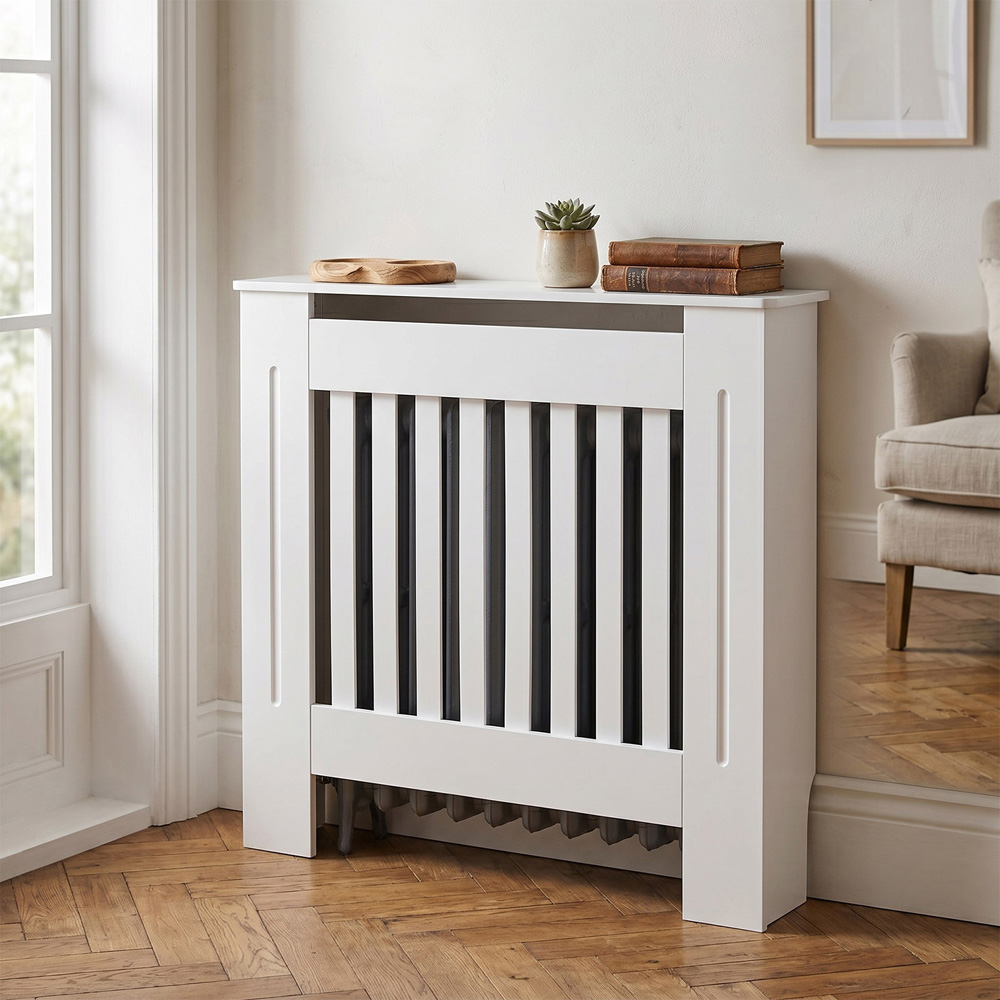 Living and Home White Slatted Radiator Cover 78 x 83cm Image 2