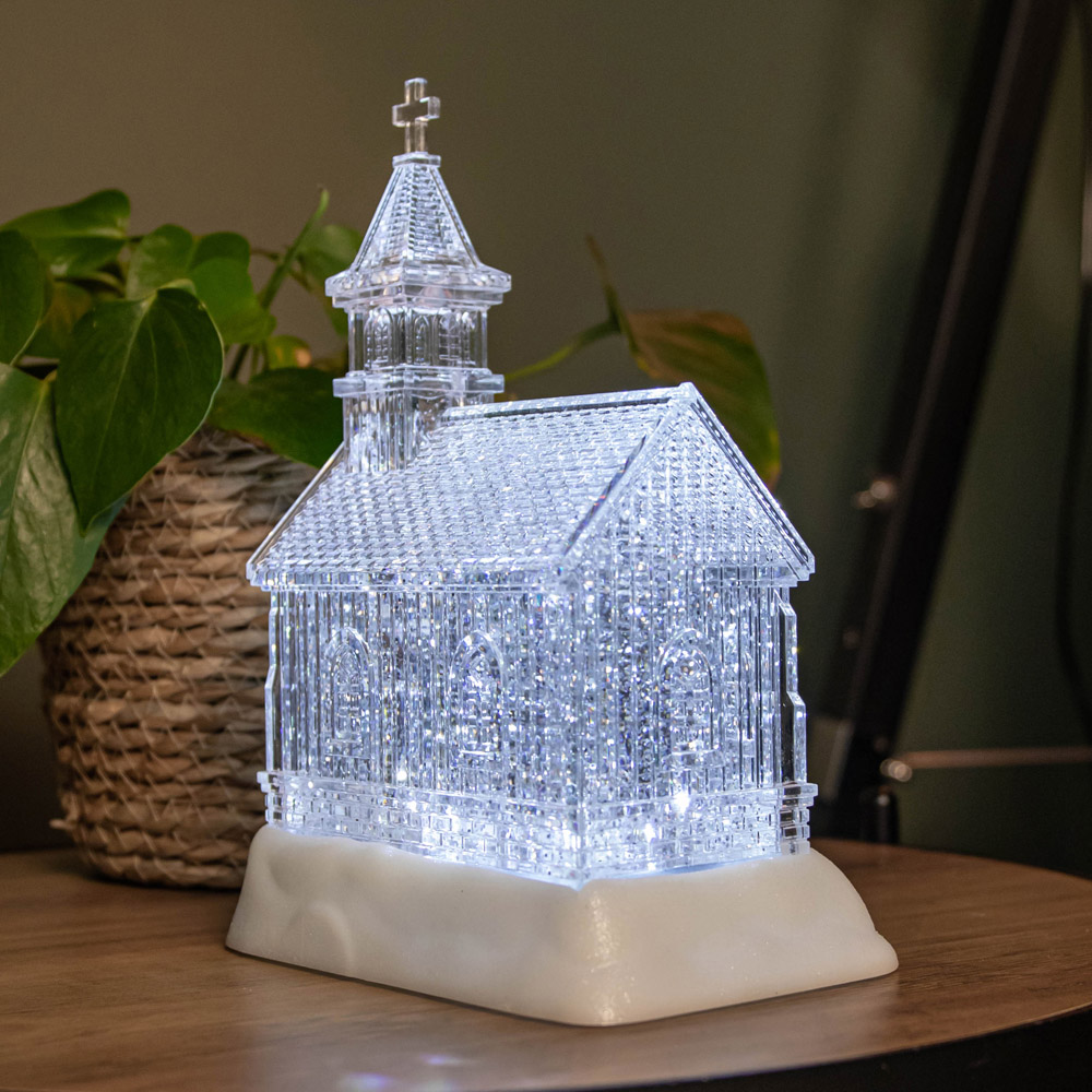Samuel Alexander Church with Swirling Glitter Christmas Decoration 23cm Image 6