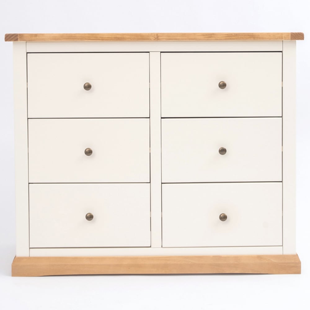 Cabinet Bits Trevi 6 Drawer White Brass Knob Chest of Drawers Image 3