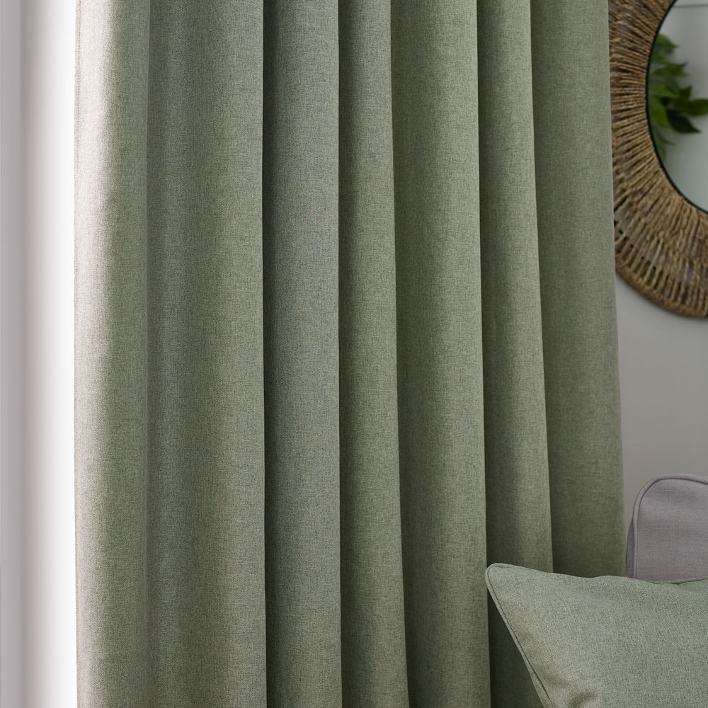 furn. Dawn Eucalyptus Blackout Pencil Pleat Curtains 117 x 137cm Image 3