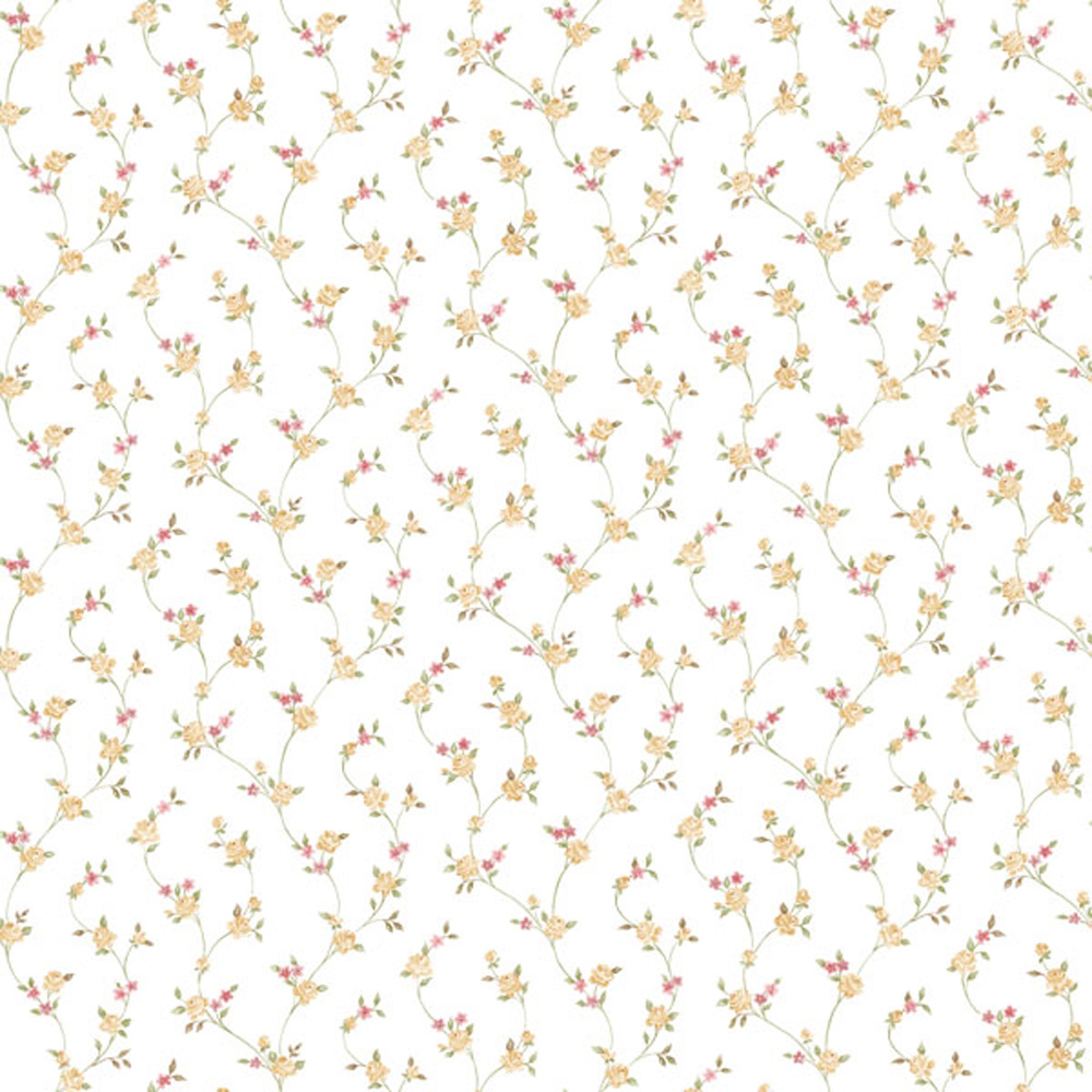 Galerie Country Trailing Floral Cottage Yellow and Beige Wallpaper Image