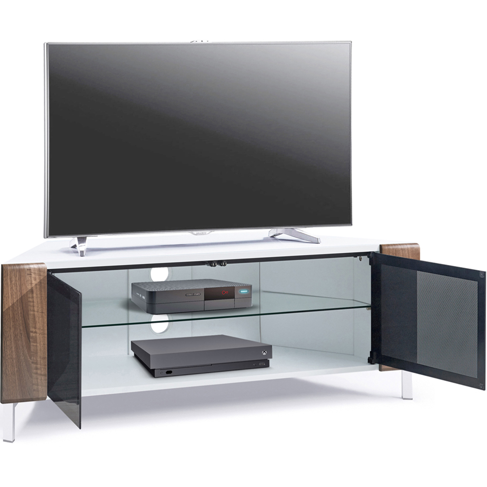 MDA Designs Corvus 2 Door White Walnut and Black TV Cabinet Image 6