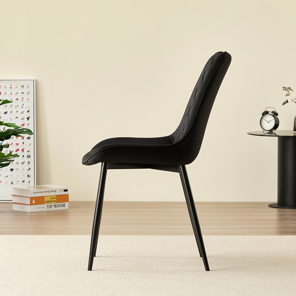 Indoor Living Amelia Set of 2 Black Velvet Dining Chair Image 4