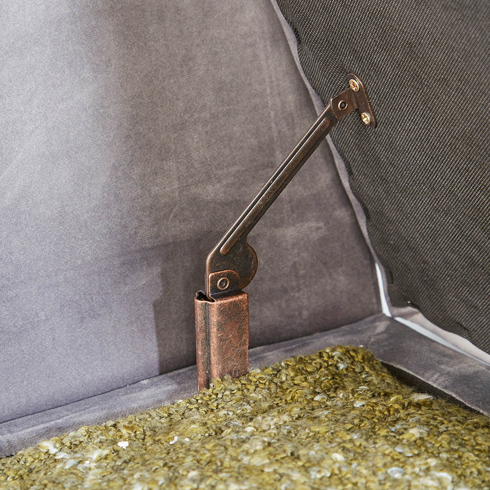 Home Source Verona Grey Velvet Sleigh Style Window Seat with Storage Image 4