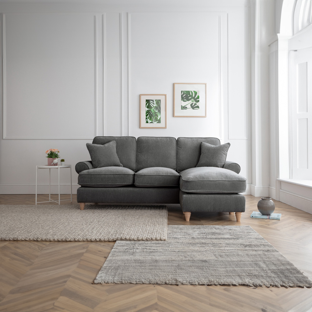 The Victoria 3 Seater Charcoal Right Hand Chaise Sofa Image 4