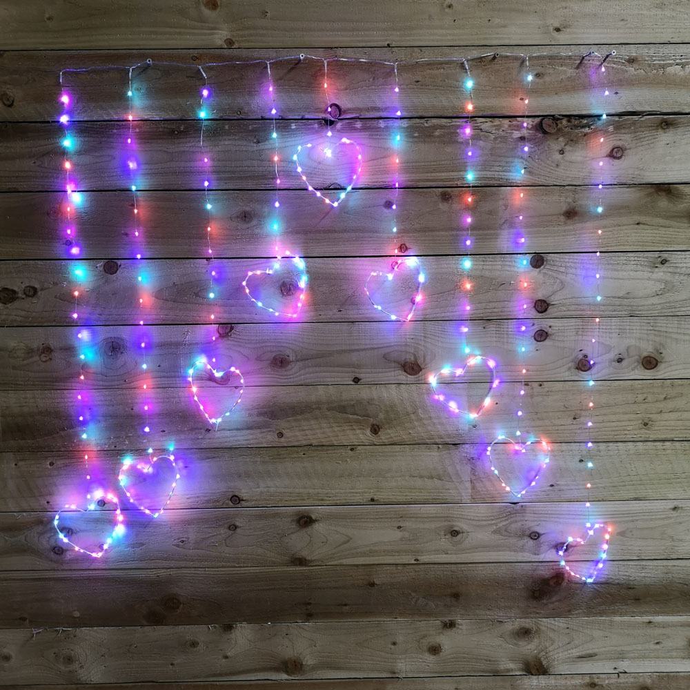 Premier 303 Rainbow LED Static Heart Silver Pin Cable Curtain Light 1.2 x 1.2m Image 5