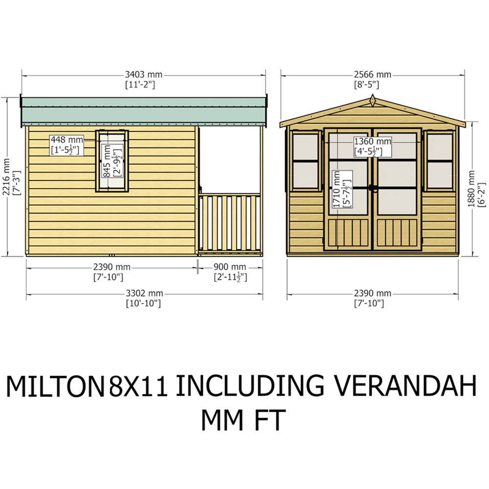 Shire Milton 8 x 11ft Double Door Shiplap Apex Summerhouse Image 6