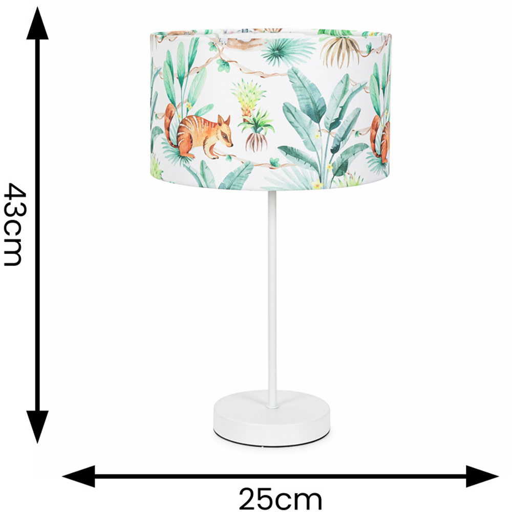 ValueLights Charlie Jungle Print Shade White Table Lamp and Bulb Image 4