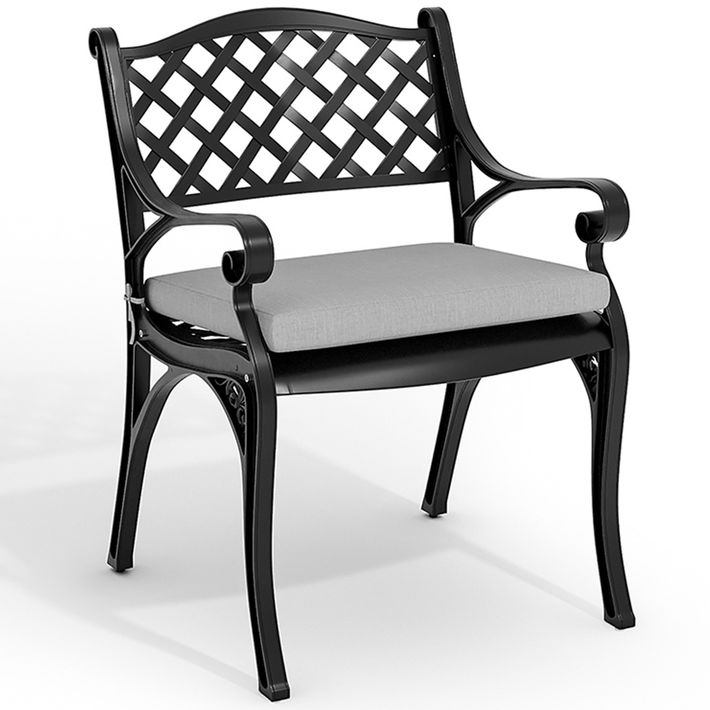 Living and Home Set of 2 Black Aluminium Garden Chairs Image 2