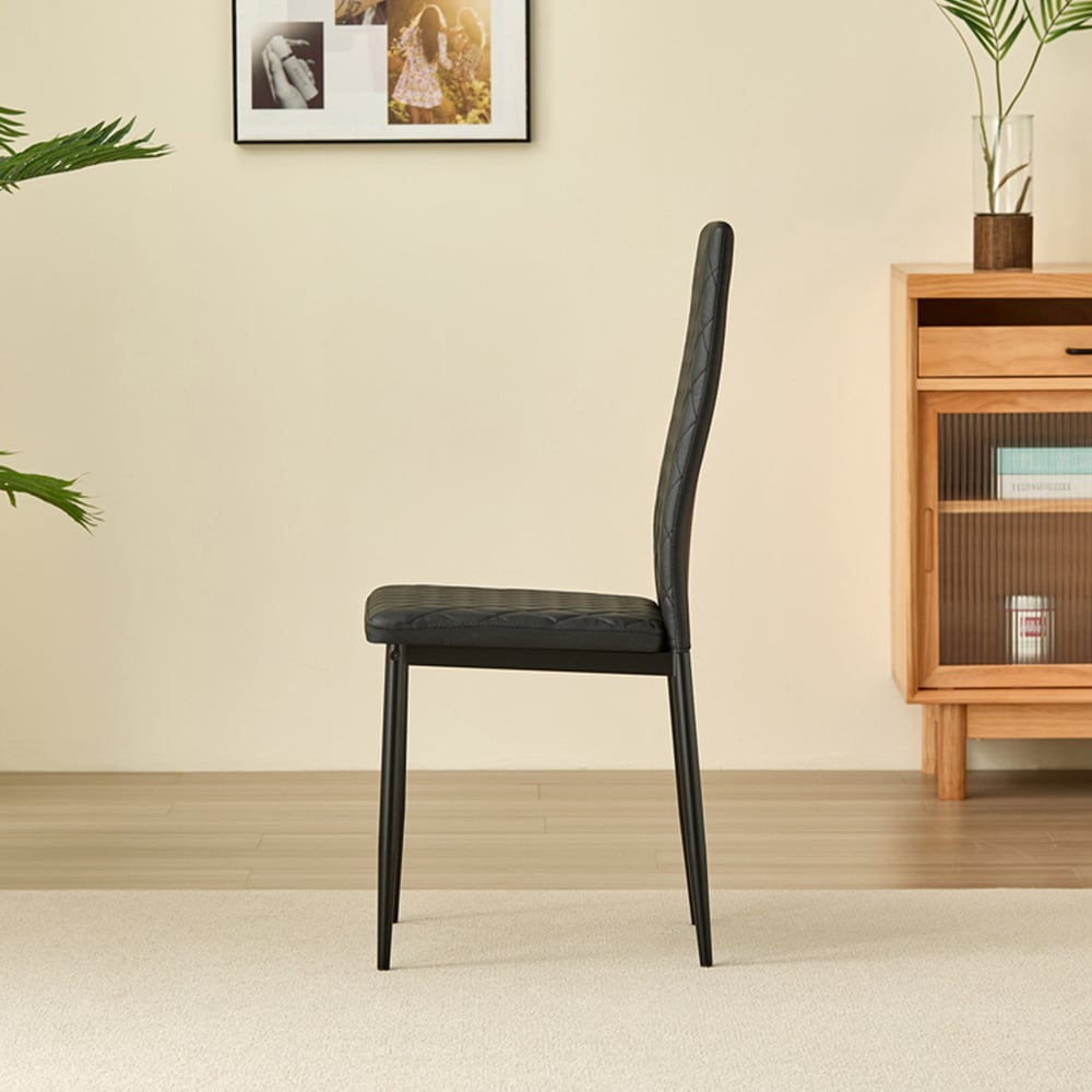 Indoor Living New York Emily 4 Seater Leather Dining Set Black Image 7