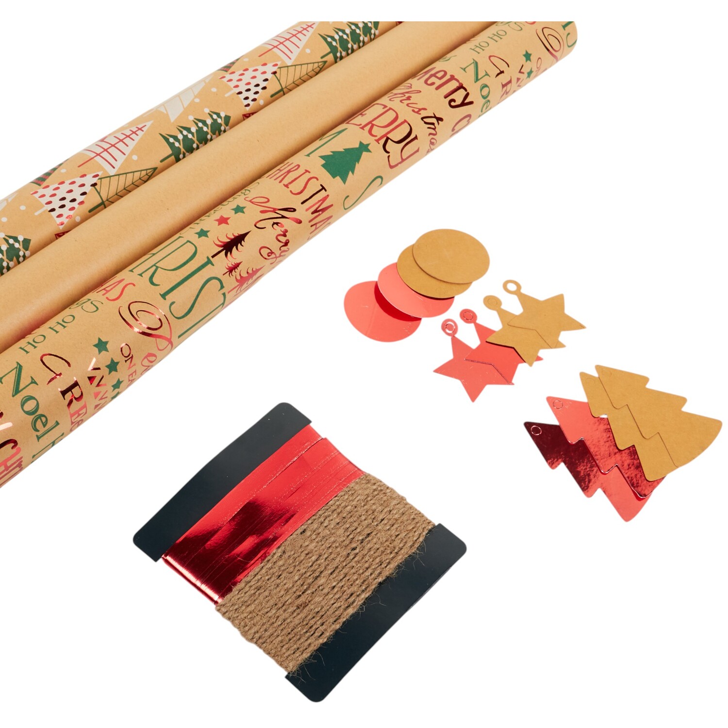 17 Piece Luxury Gift Wrap Set Kraft Image 2