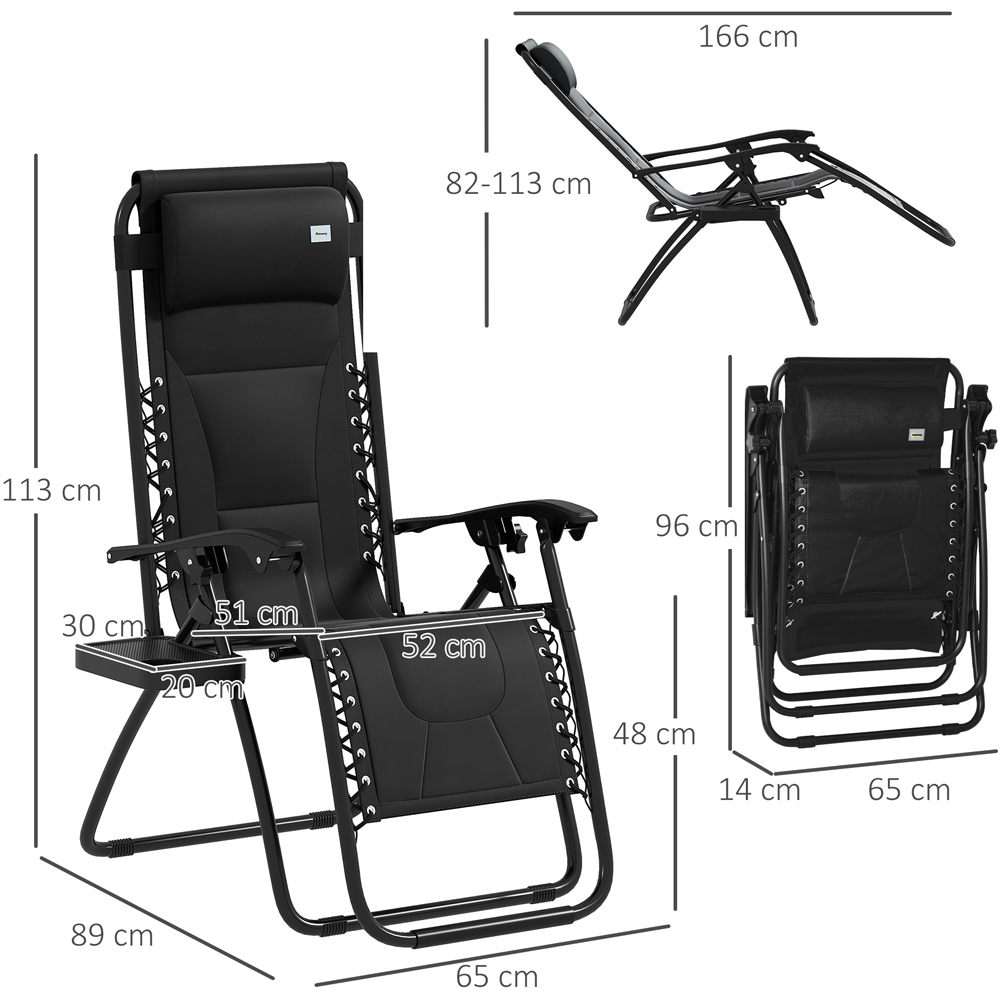 Outsunny Black Zero Gravity Folding Recliner Chair with Cup Holder Set of 2 Image 7