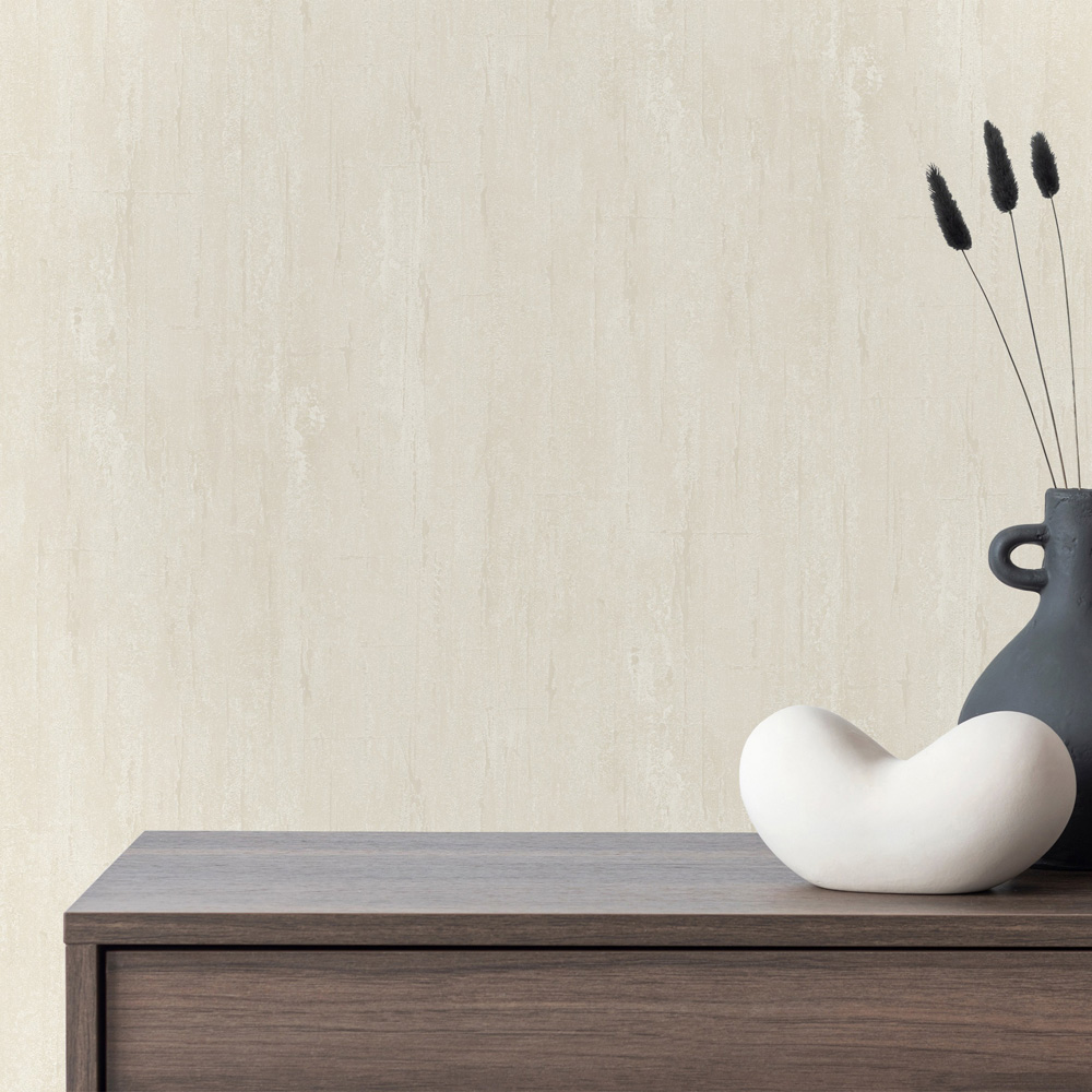 Grandeco Cave Distressed Plaster Blown Vinyl Textured Neutral Wallpaper Image 3