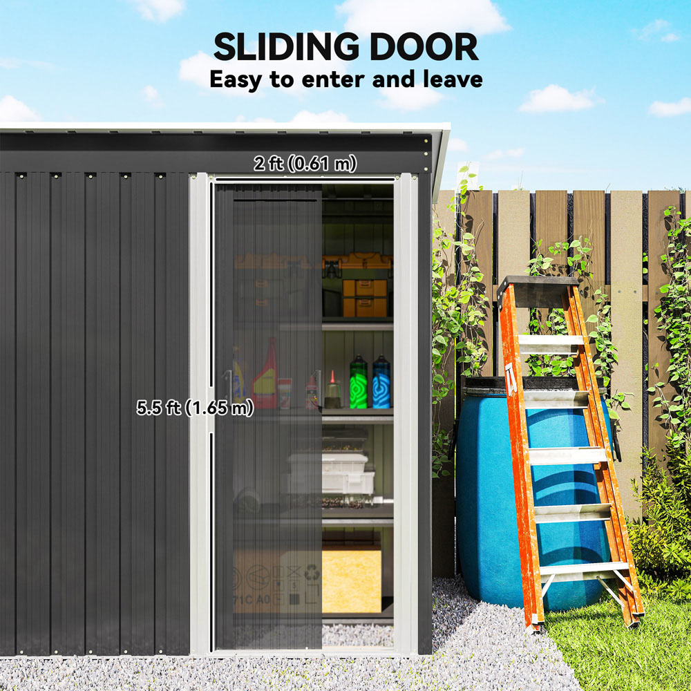 Outsunny 5 x 3ft Black Metal Pent Garden Shed Image 6