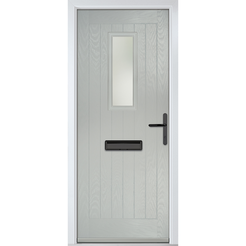 Crystal-Direct Sunningdale Agate Grey GRP Stipolytte Glass Left Hand Open Front Door 2090 x 890mm Image 1