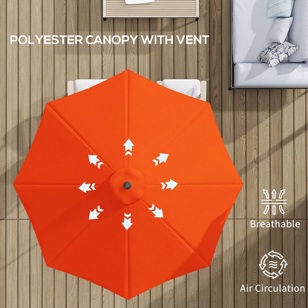 Outsunny Orange Crank and Tilt Parasol 3m Image 8