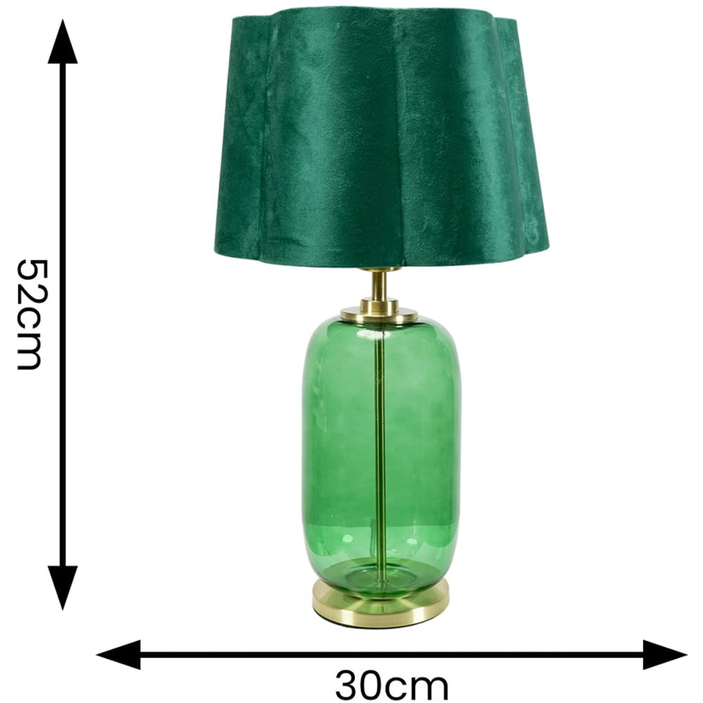 ValueLights Leigh Green Velvet Scallop Shade Forest Green Glass LED Table Lamp Image 4